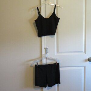Fashion Love Ribbed Lounge Set‎ – Black Tank & Shorts, Soft Stretch, S–L